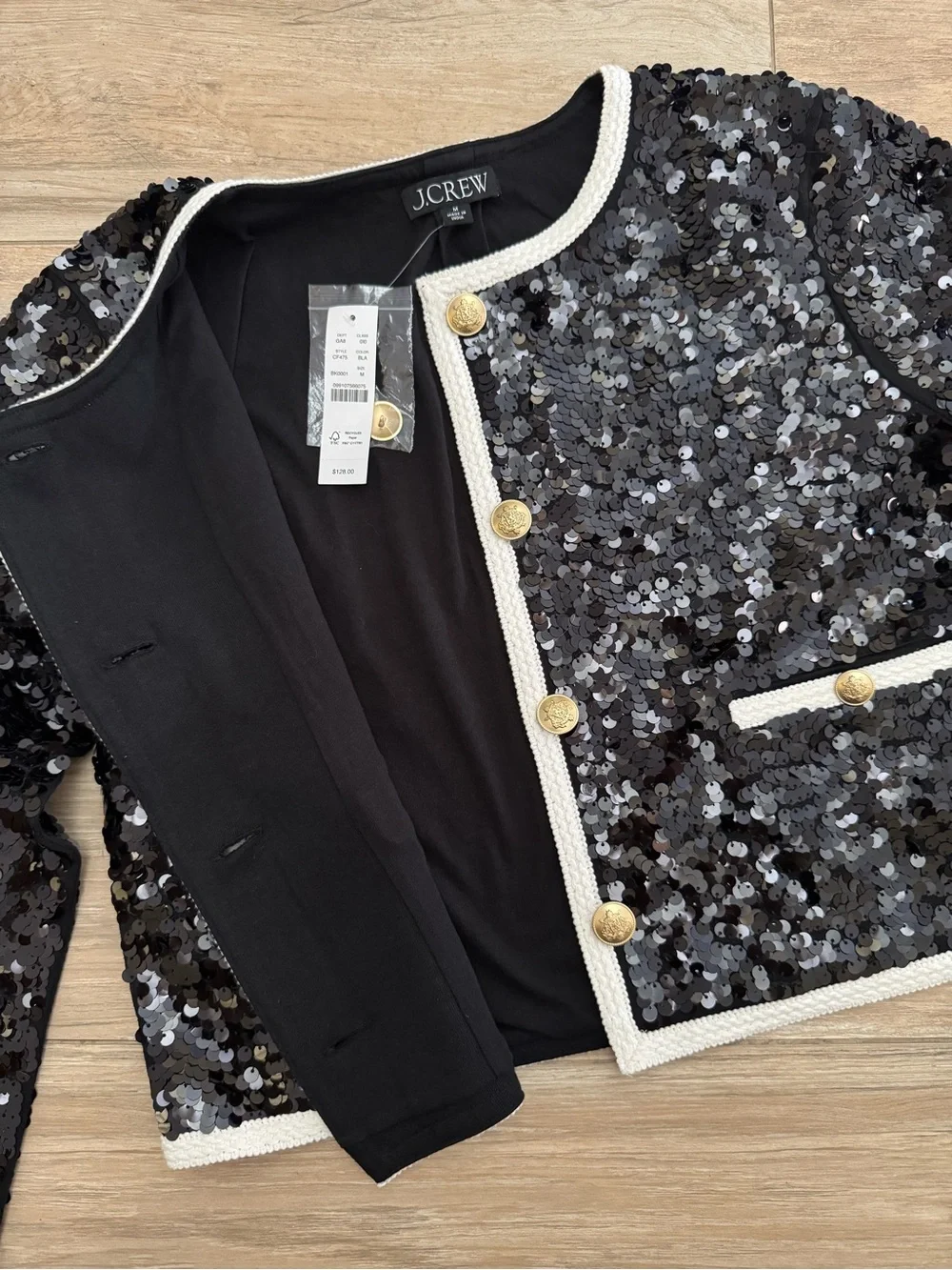 J.Crew Mariner Jersey Lady Jacket with Sequins Size Medium